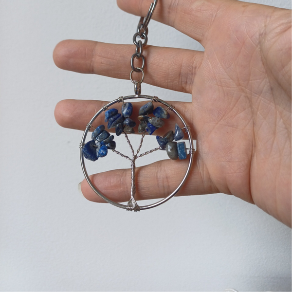 Levensboom lapis lazuli sleutelhanger