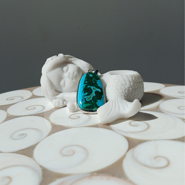 Malachiet Chrysocolla hanger (s925)