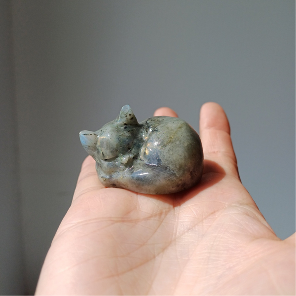 Labradoriet carving (slapende kat)