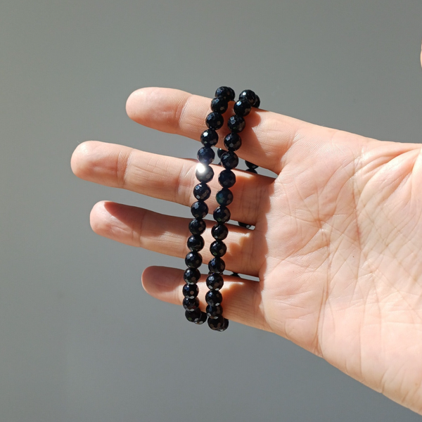 Zwarte toermalijn gefacetteerde armband 6 mm