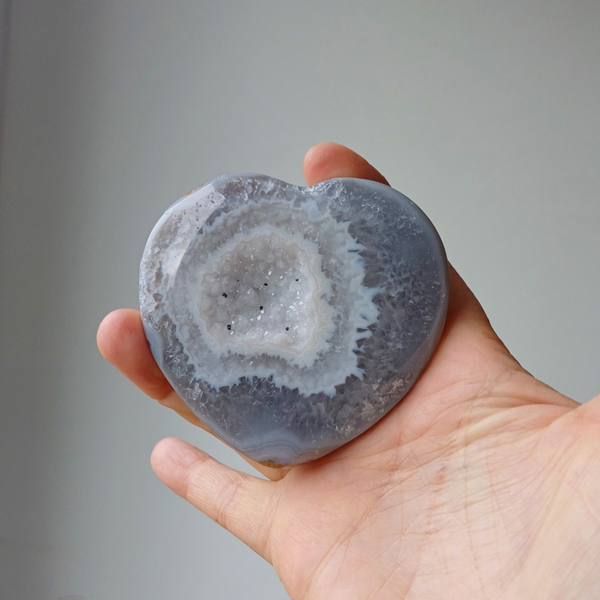 Agaat hart met sugar druzy