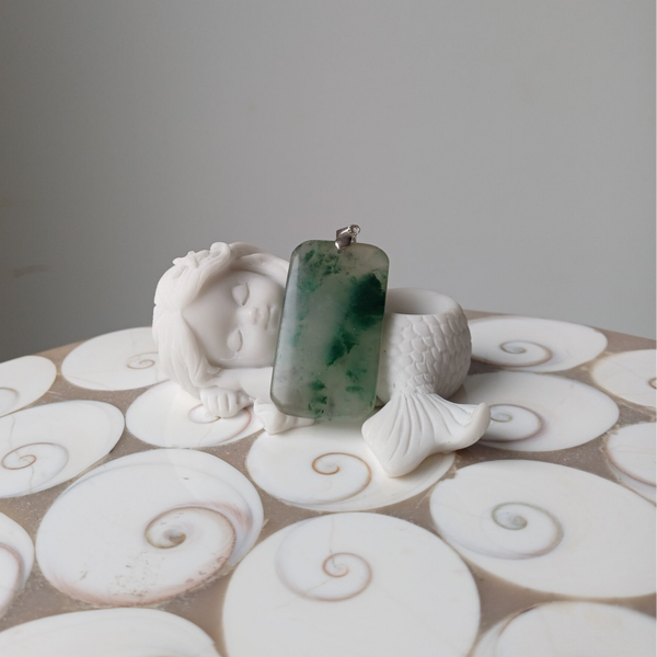 Rechthoekige jade hanger (s925)