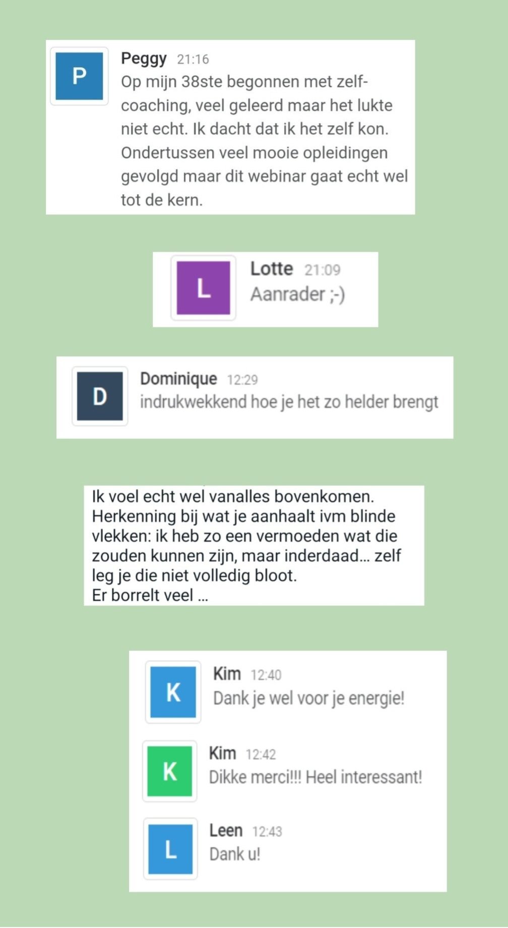 woorden van vorige deelnemers