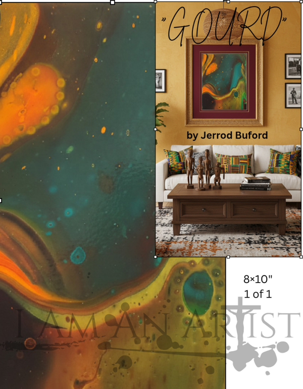 "GOURD" 8×10" Acrylic pour