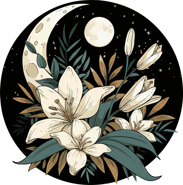Moon with Lillies