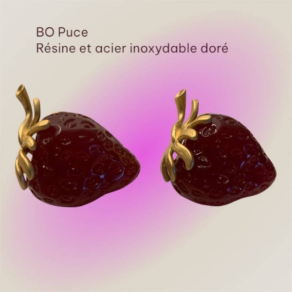 BOUCLES D'OREILLES PUCES FRAISES