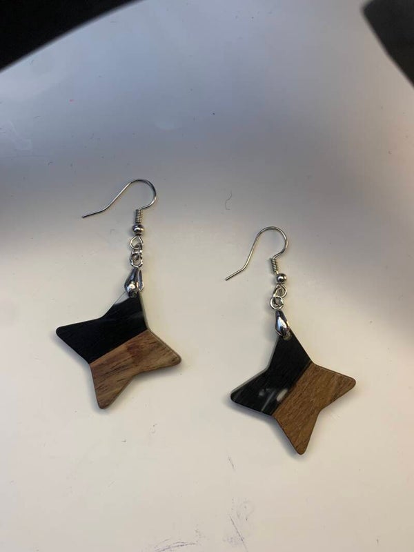 boucles d'oreilles bois marbré