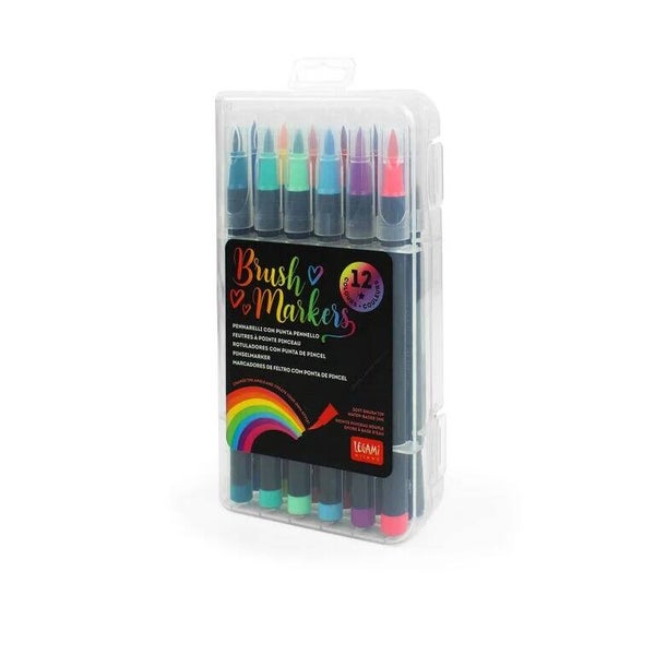 Legami Set di 12 Pennarelli con Punta Pennello Bright Colours - Brush Markers