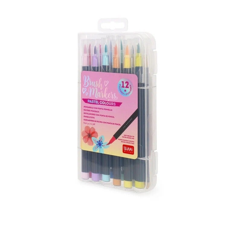 Legami Set di 12 Pennarelli con Punta Pennello Pastel Colours - Brush Markers