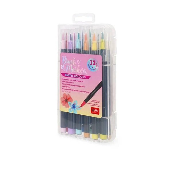 Legami Set di 12 Pennarelli con Punta Pennello Pastel Colours - Brush Markers