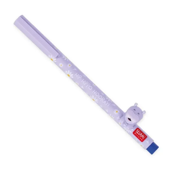 Legami Penna Gel con Animaletto Decorativo Hippo "Hip Hippo Hooray" - Lovely Friends