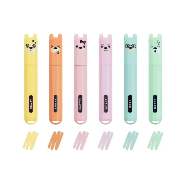 Legami  Set di 6 Mini Evidenziatori - Teddy's Style