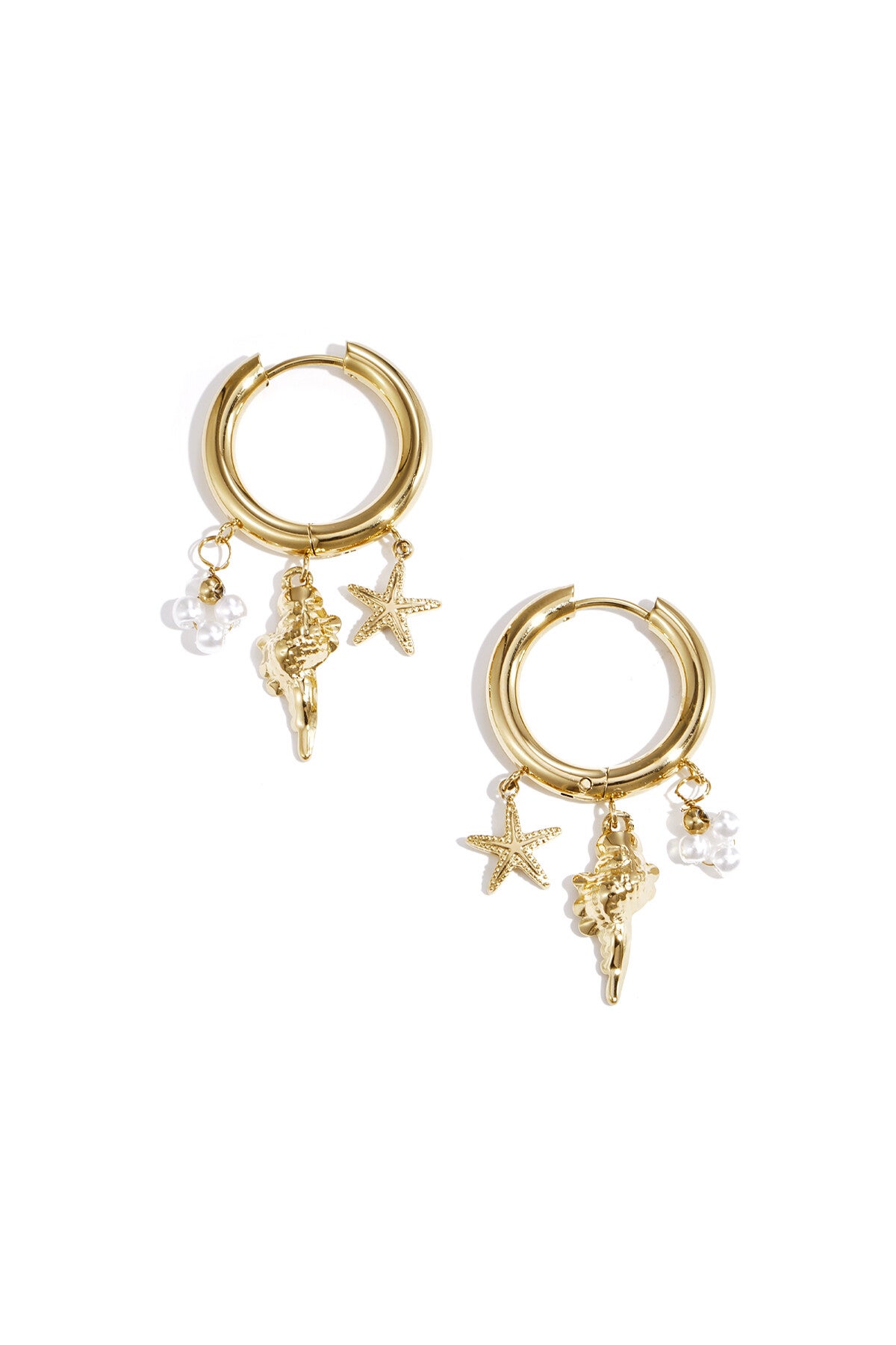 Sea life oorbellen goud