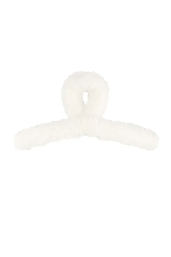 Fluffy teddy haarclip Wit