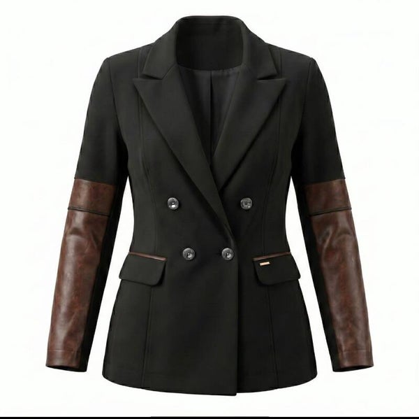 Zip 73 Blazer Leather Sleeve Black