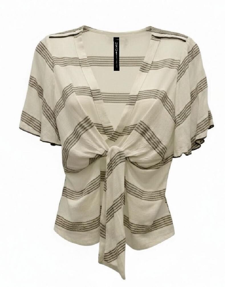 Zip 73 Blouse V-Neck Stripe
