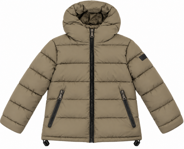 Malelions Junior Hooded Puffer Jacket Dark Taupe