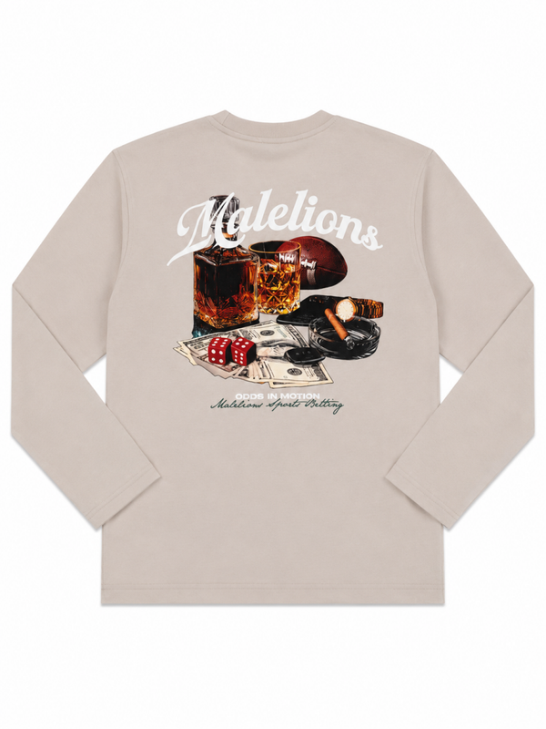 Malelions Men Sports Betting Longsleeve T-Shirt Almond