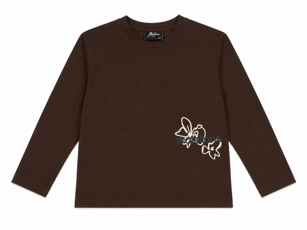 Malelions Relaxed Flower Longsleeve T-Shirt Brown