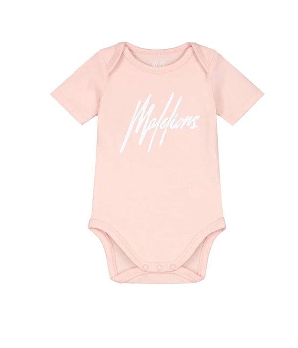 Malelions Baby Signature Short Sleeve Bodysuit | Light Pink