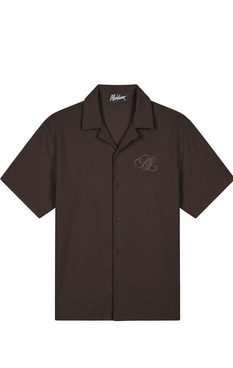Malelions Men Diagonal Seersucker Shirt | Dark Brown