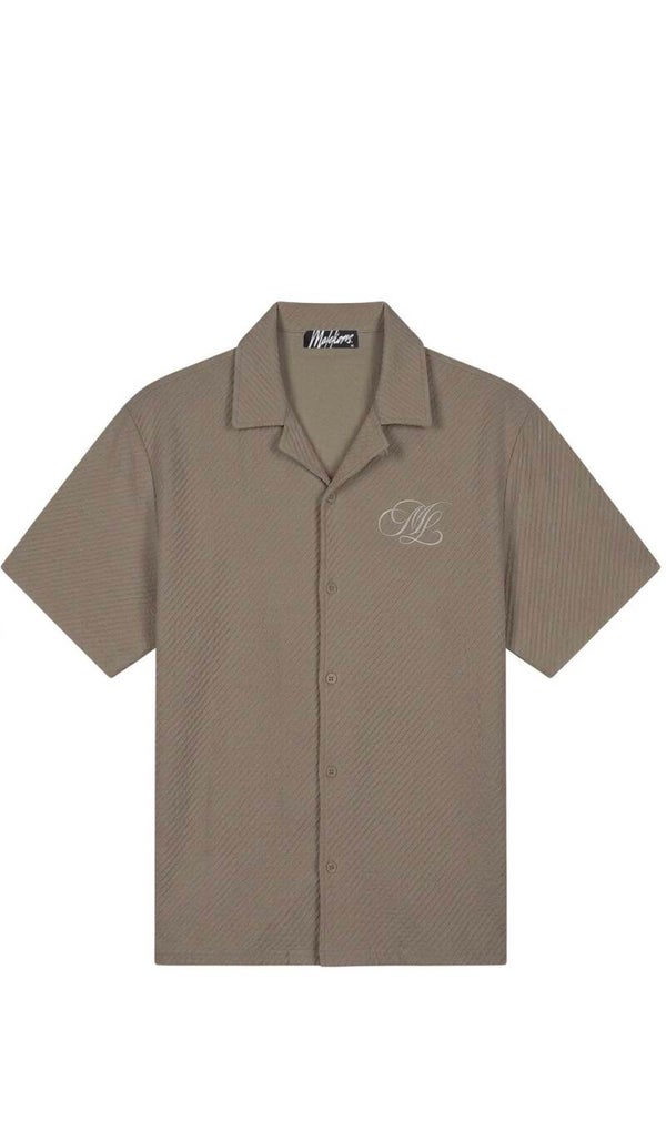 Malelions Men Diagonal Seersucker Shirt | Dark Sage