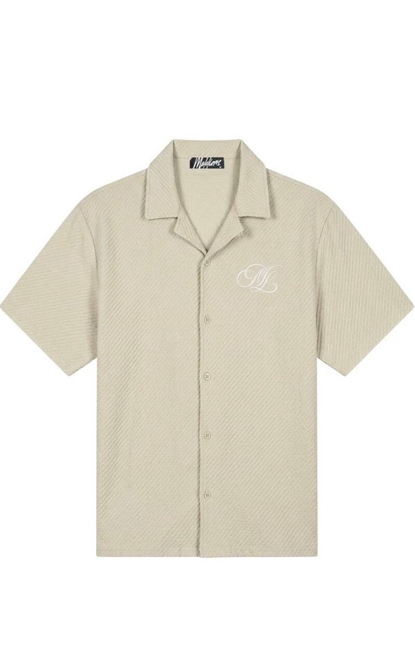 Malelions Men Diagonal Seersucker Shirt | Light Beige
