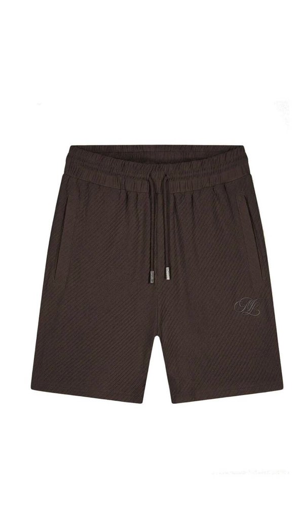 Malelions Men Diagonal Seersucker Shorts | Dark Brown