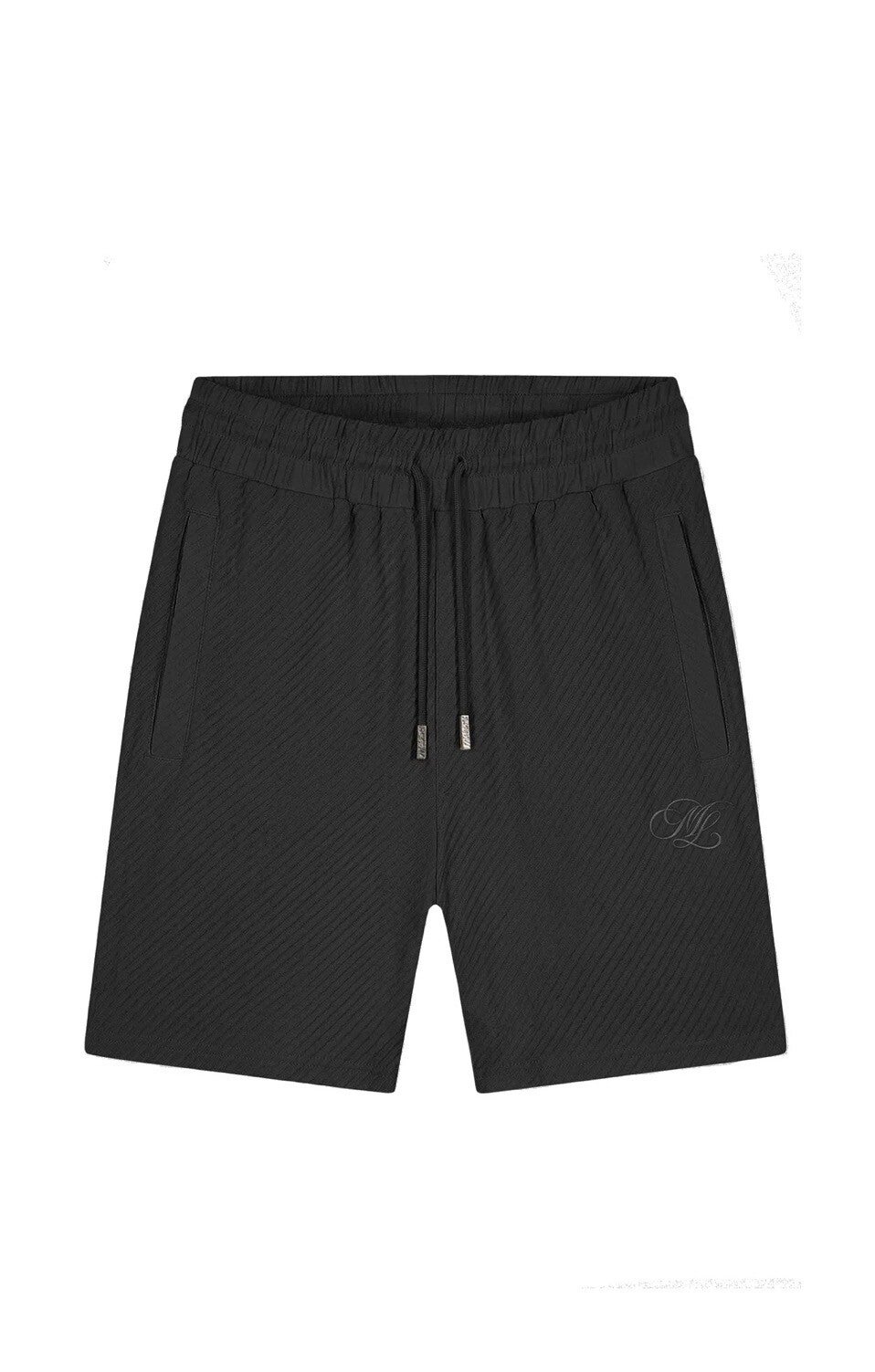 Malelions Men Diagonal Seersucker Shorts | Black