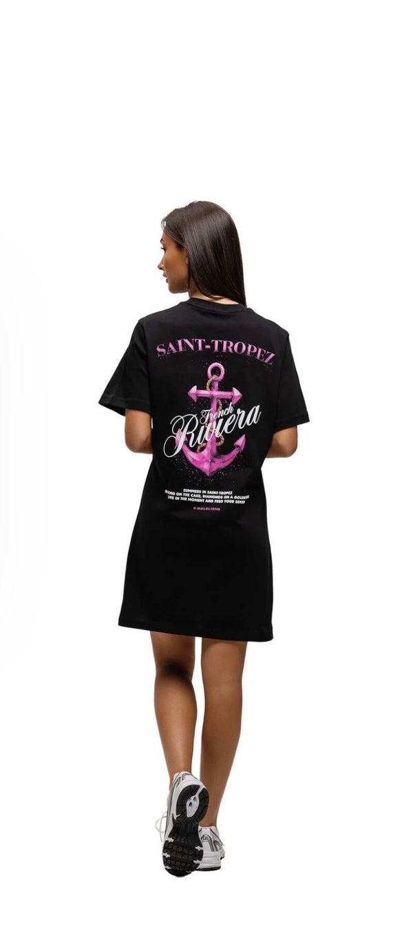 Malelions Women Saint-Tropez T-Shirt Dress | Black