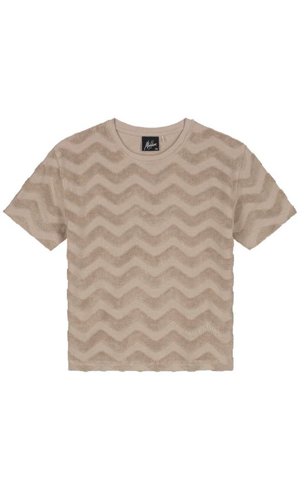 Malelions Junior Jacquard Wavy Towelling T-Shirt | Dark Taupe