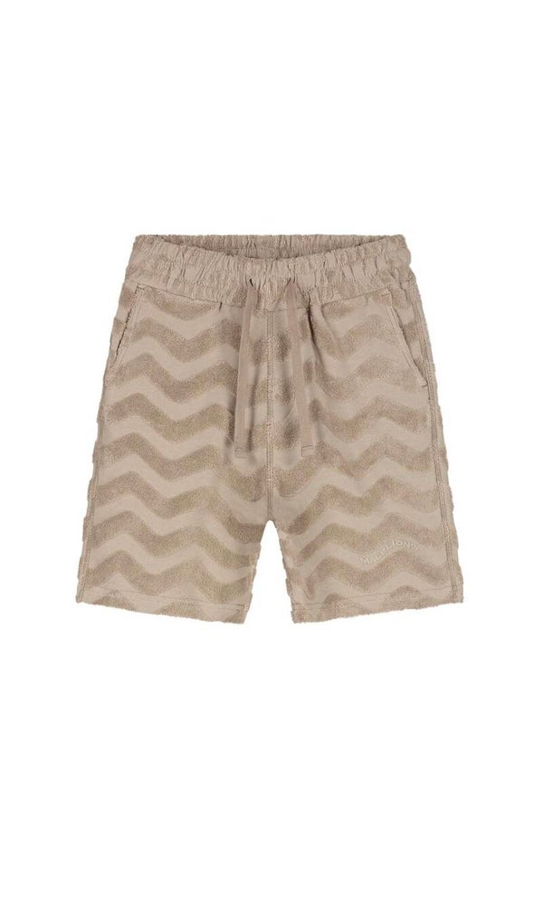 Malelions Junior Jacquard Wavy Towelling Shorts | Dark Taupe