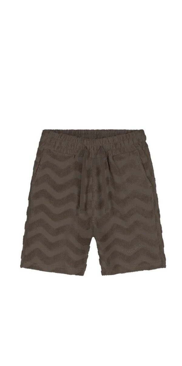 Malelions Junior Jacquard Wavy Towelling Shorts | Dark Brown