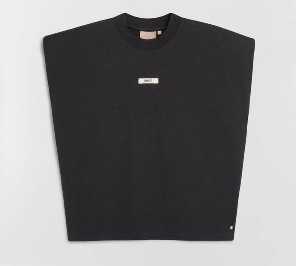 SUE T-shirt met schoudervulling - black