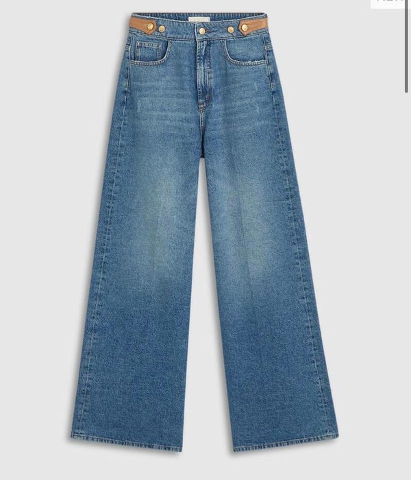 JV-GLORIA high waisted wide leg jeans - blue denim