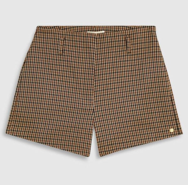 JV-DAMY fitted shorts met check print - brown check