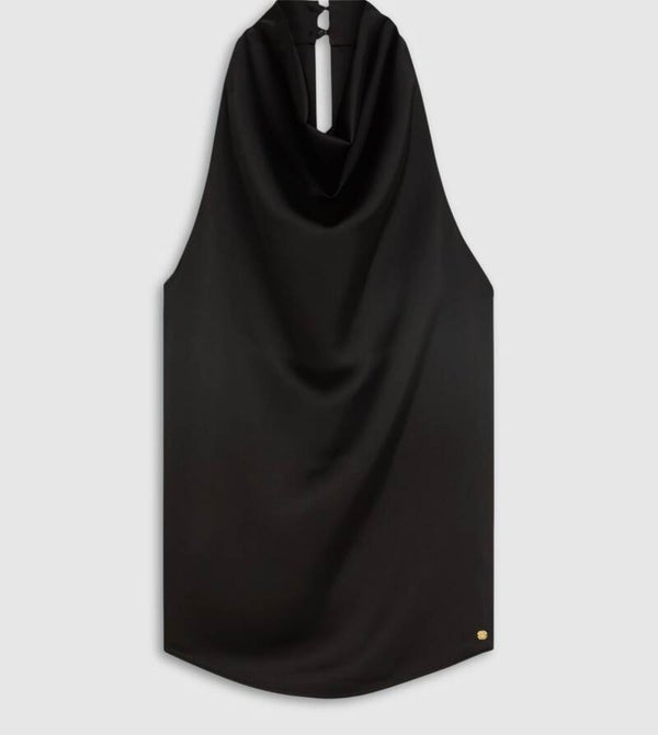 JV-TAVI straight fit top in satijn look - black