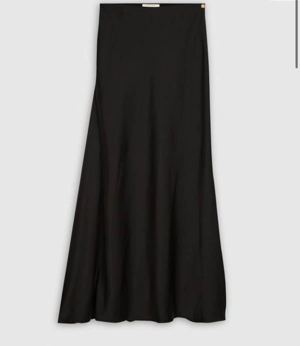 JV-COSETTE high waisted maxi rok in satijn look - black