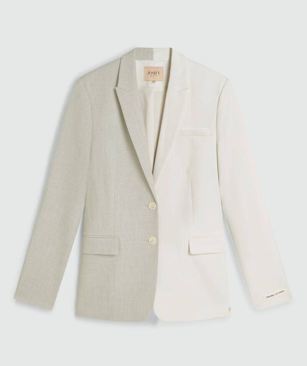 SUUS oversized two-tone blazer - creme white light grey melange