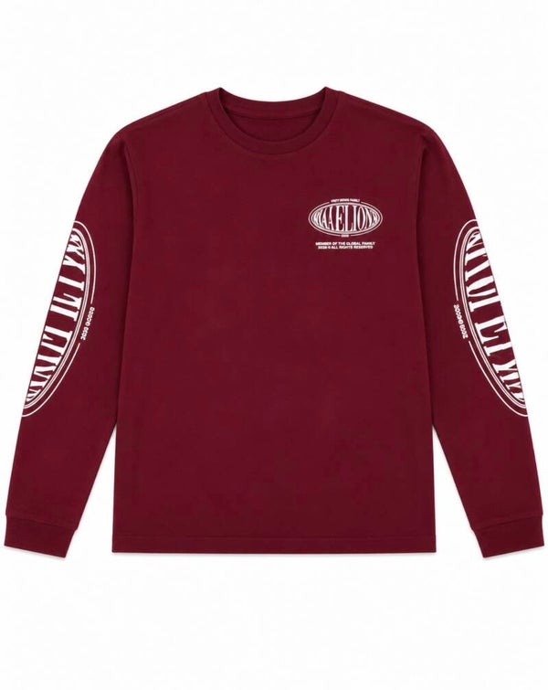 Malelions Junior Relaxed Lifestyle Longsleeve T-Shirt Burgundy
