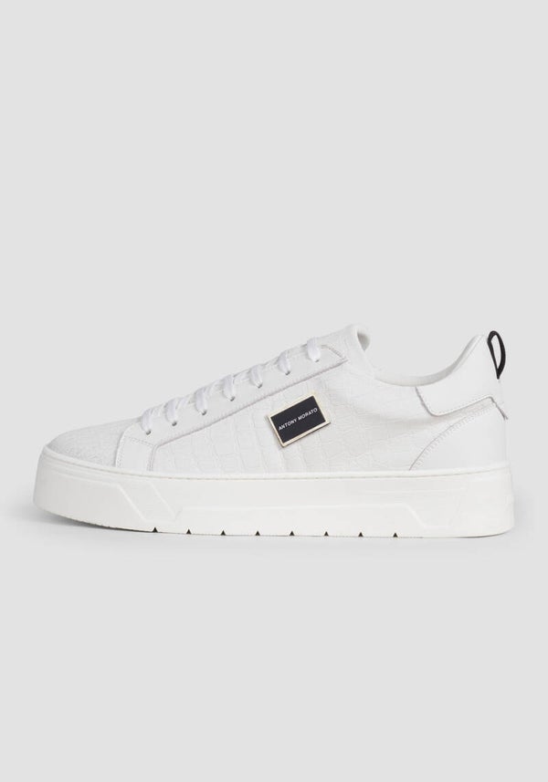 Antony Morato METAL BOLD" ANIMAL SNEAKERS IN WHITE LEATHER