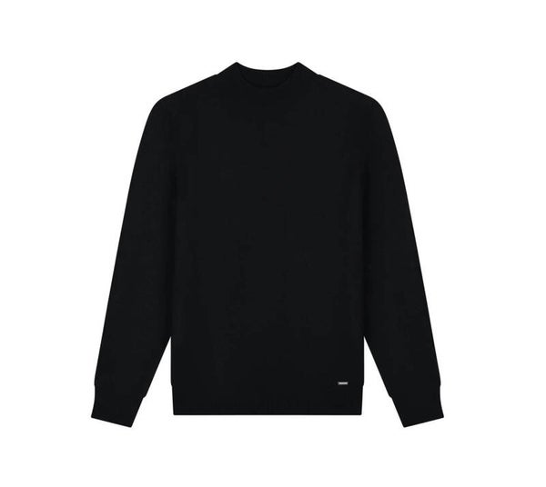 Malelions Men Knitted Mockneck Sweater | Black