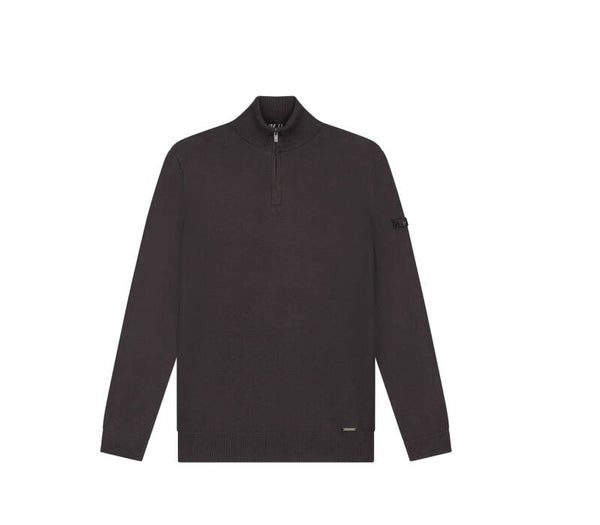 Malelions Men Knitted Quarter Zip | Mulch Brown