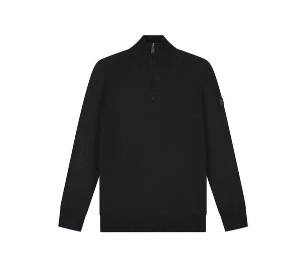 Malelions Men Knitted Quarter Zip | Black