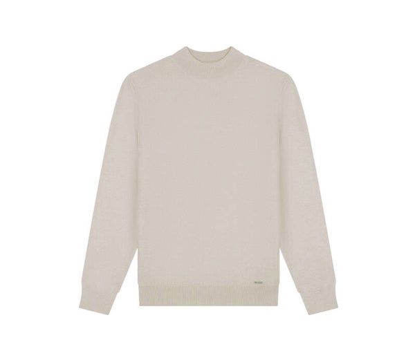 Malelions Men Knitted Mockneck Sweater | Sand