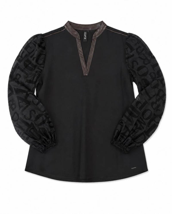 Zip 73 Top V voile Letterprint black