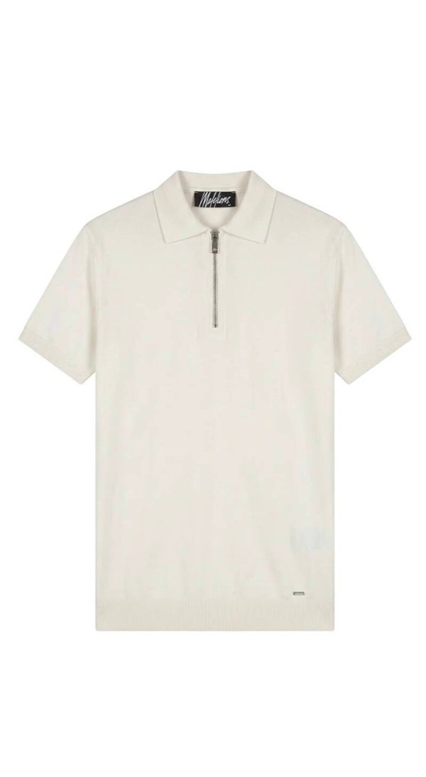 Malelions Men Knitted Zip Polo | Off-White