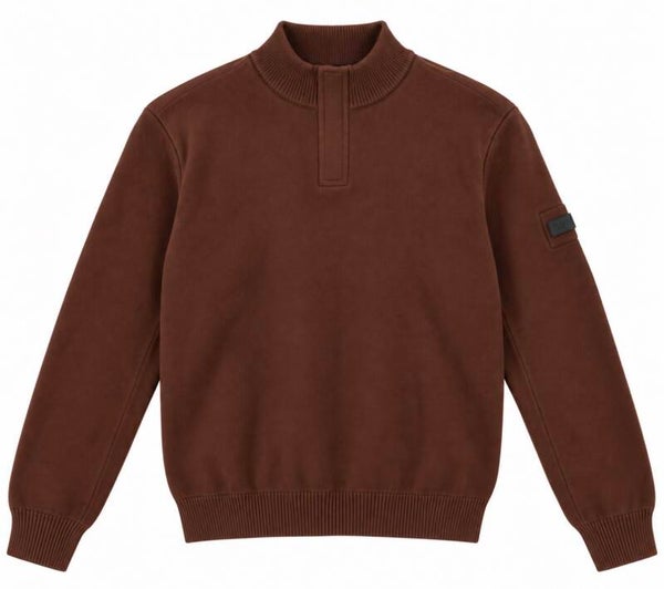 Malelions Premium Knitted Quarter Zip Brown