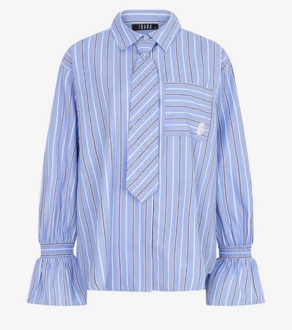 Ibana TALYA-TIE BLUE BLOUSE | OFFICE BLUE