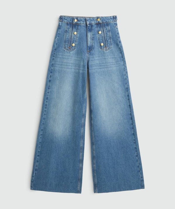 Josh V high waisted wide leg jeans - dark blue denim